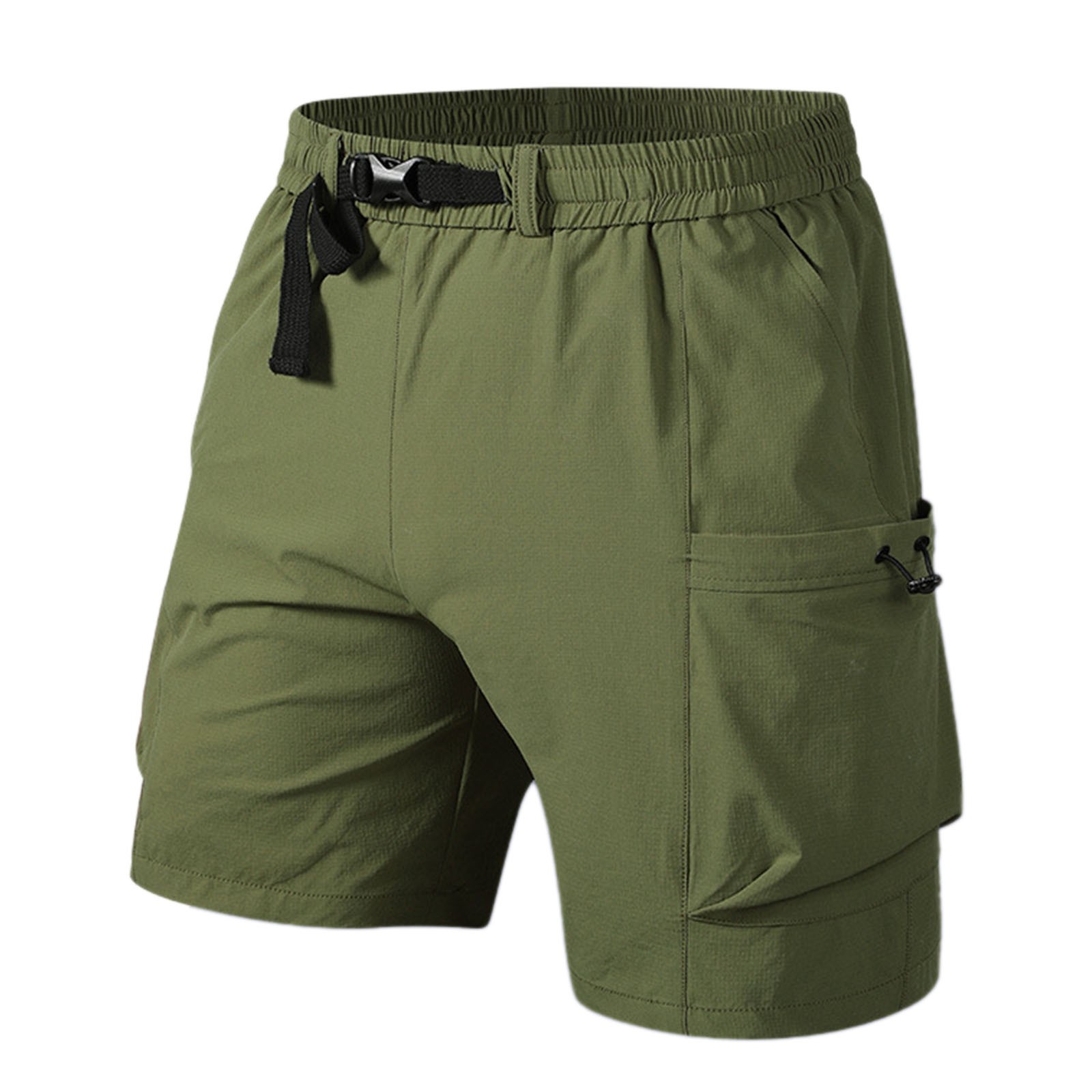 thumbnail image 4 of Pantalones cortos deportivos de secado rápido para hombre - Color liso transpirable - Poliéster, cintura elástica, tallas M-XXXXL, 4 of 5